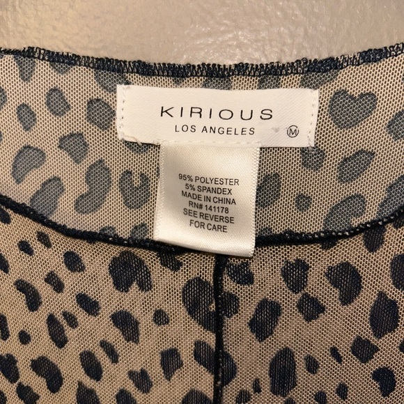 Kirious Los Angeles shirt - tan/black leopard print long sleeve sheer cropped - Picture 3 of 8